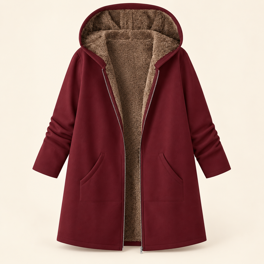 The Britta Sherpa Coat in Burgundy
