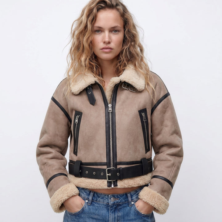 Verena | Cropped Aviator Bomber Jacket - My Store