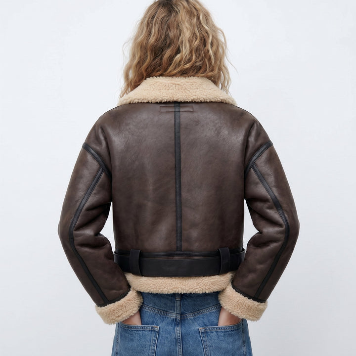 Verena | Cropped Aviator Bomber Jacket - My Store