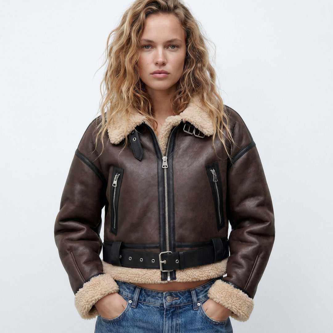 Verena | Cropped Aviator Bomber Jacket - My Store