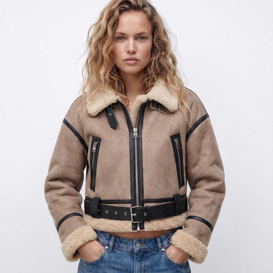 Verena | Cropped Aviator Bomber Jacket - My Store