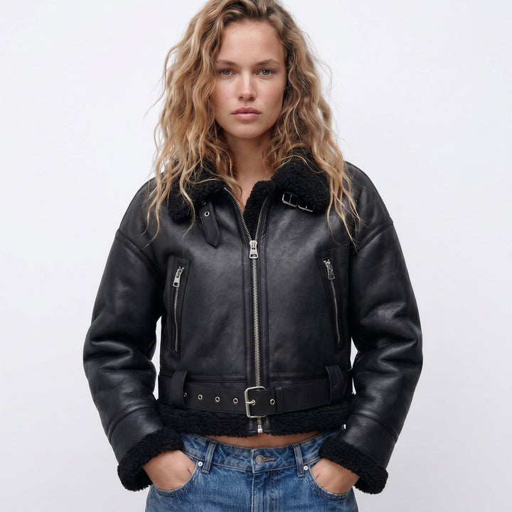 Verena | Cropped Aviator Bomber Jacket - My Store