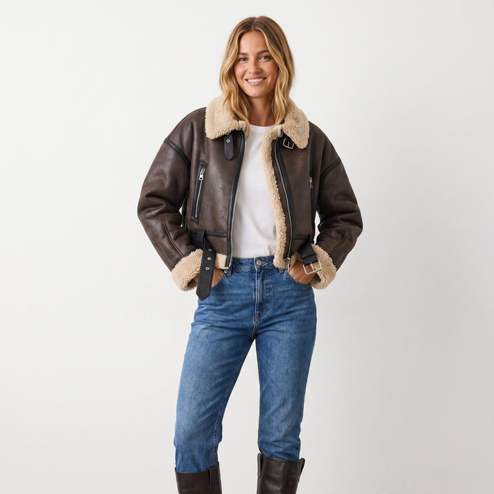 Verena | Cropped Aviator Bomber Jacket - My Store